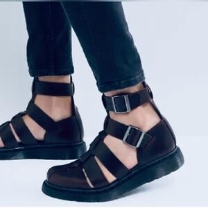 Dr Martens Geraldo Black Leathet Strappy Gladiator Sandals
